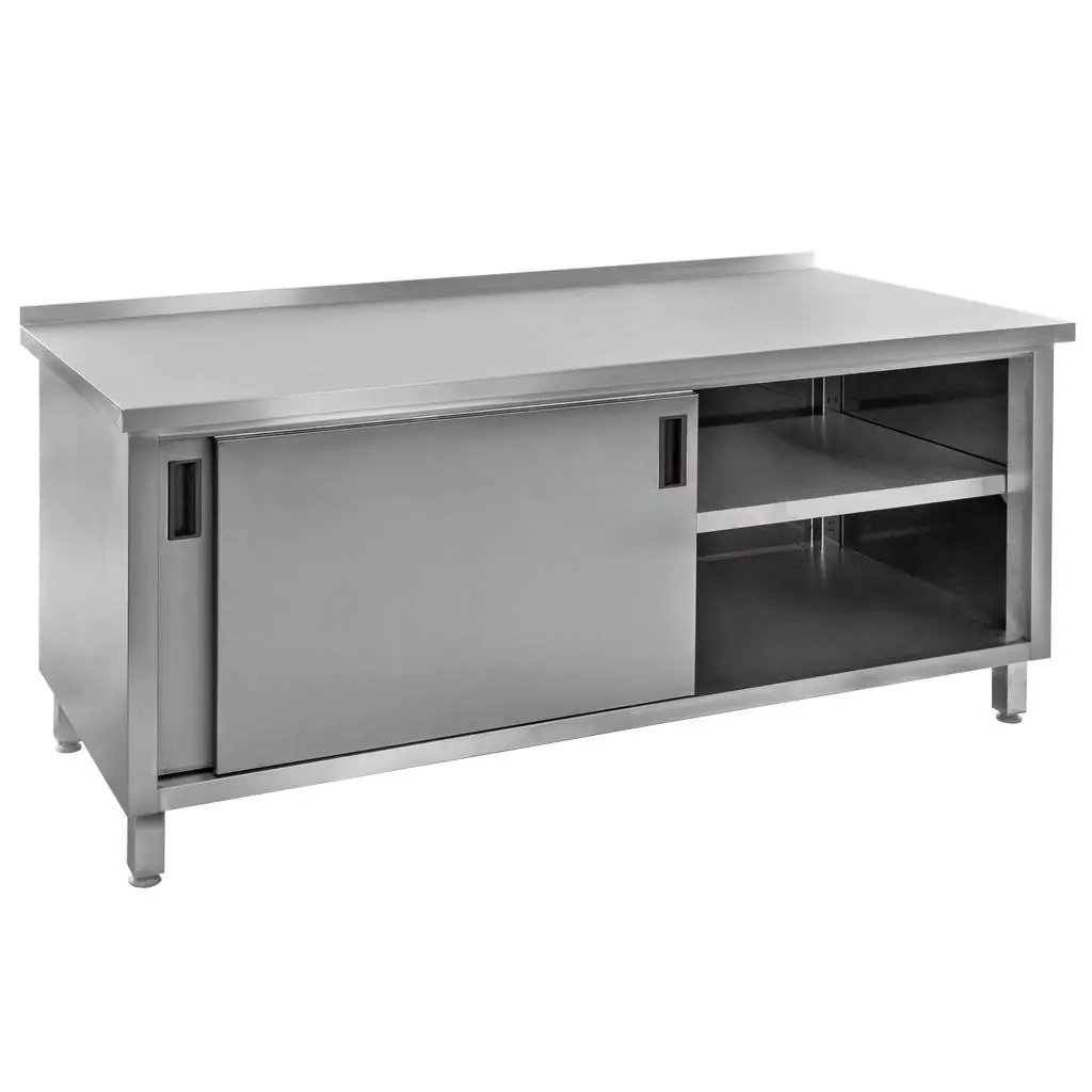 Mega-M Tavolo inox 180x70x85 cm a muro armadio saldato