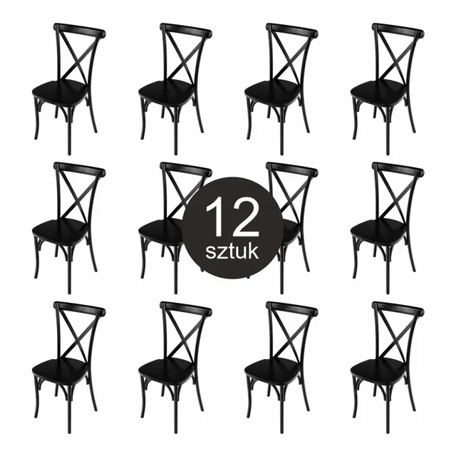 Furvero Boho sedia banchetto nera legno 12 pezzi