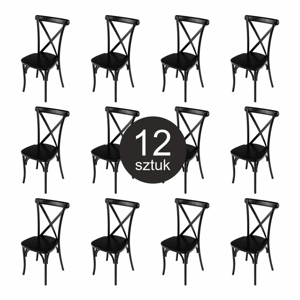 Furvero Boho sedia banchetto nera legno 12 pezzi