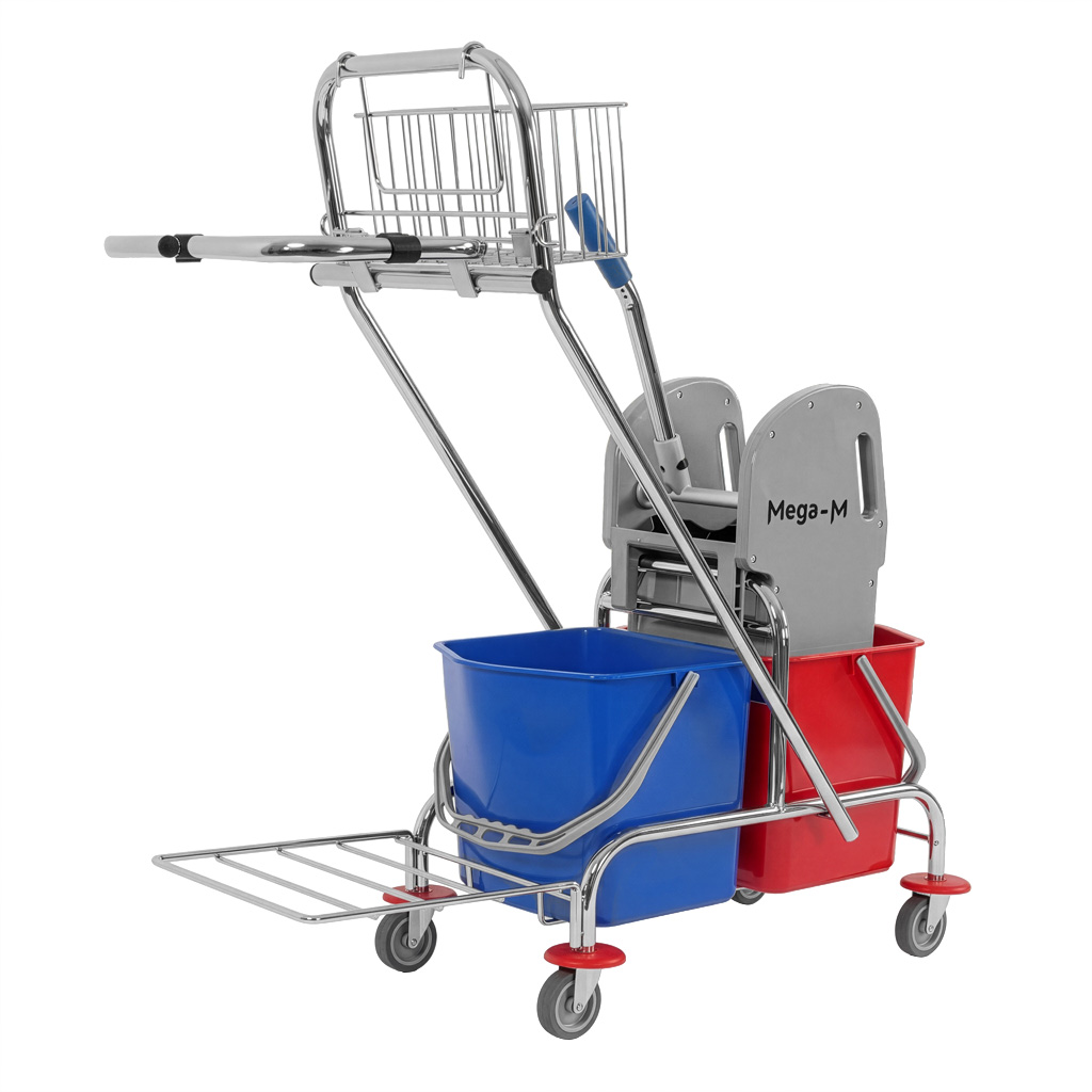 Mega-M carrello pulizie 2x17 L con strizzatore e cesto