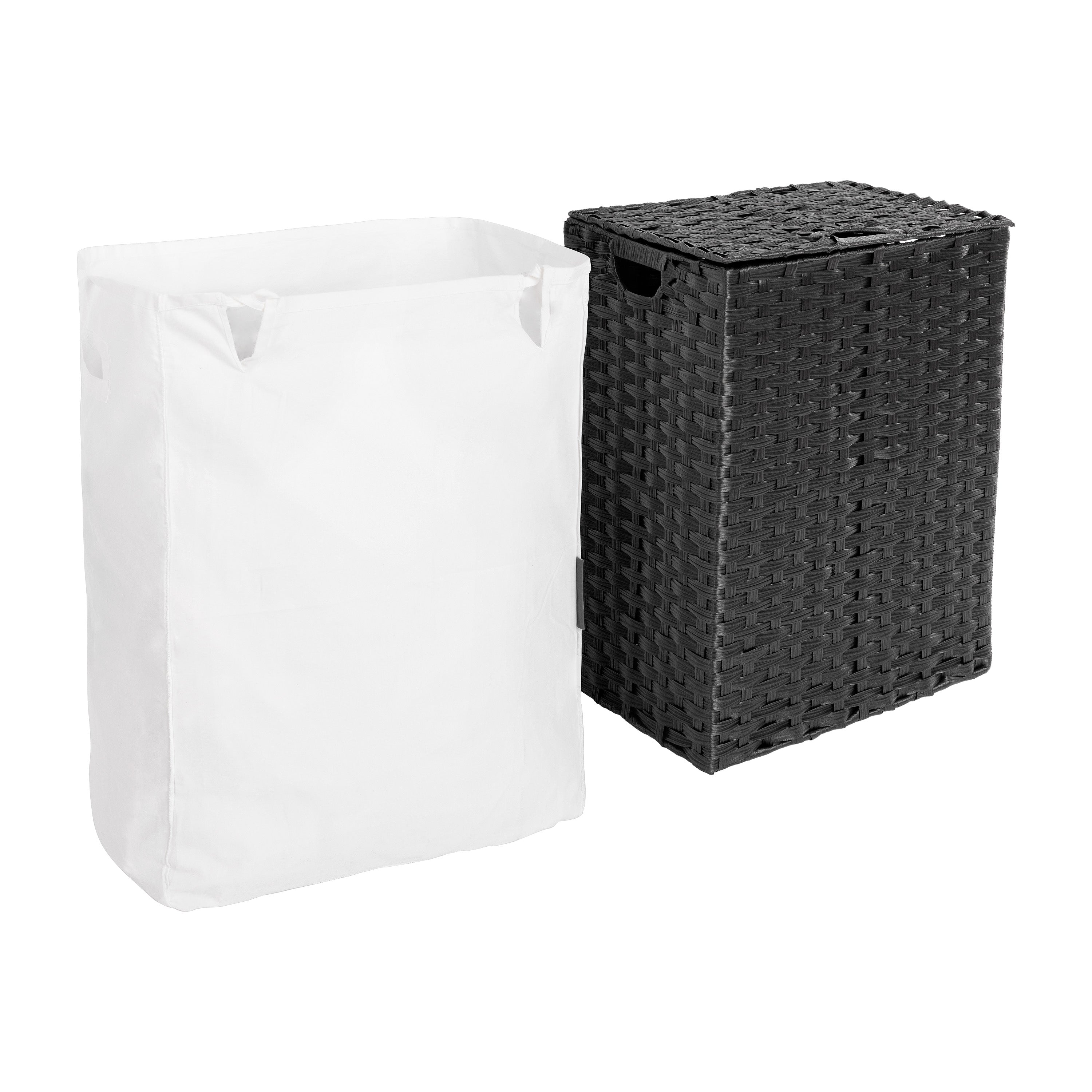 Seville Classics Cesto Portabiancheria Intrecciato Nero con Coperchio