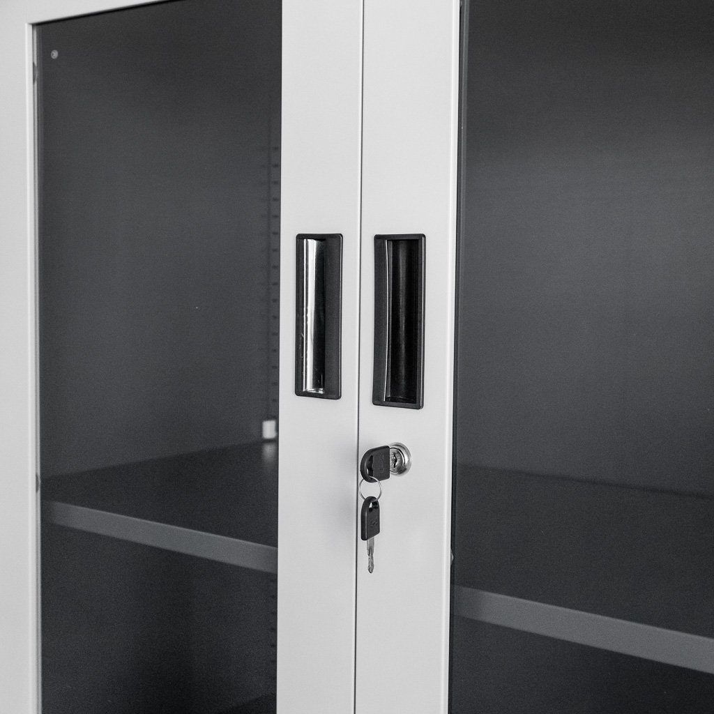 Mega-M WENUS Armadio Ufficio Metallo Vetro 90x40x185