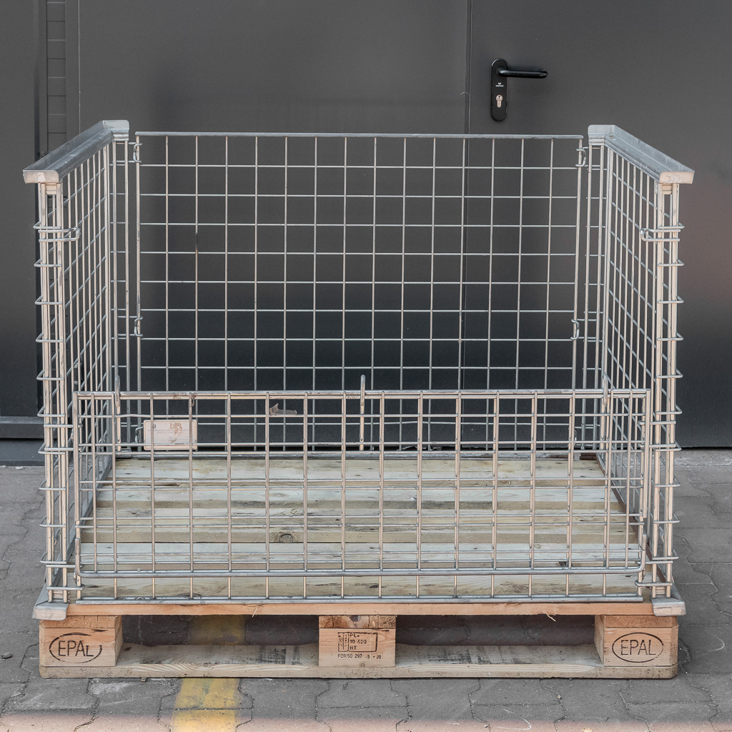 Gitterbox 120x80x90 cm cassa rete metallica lato apribile