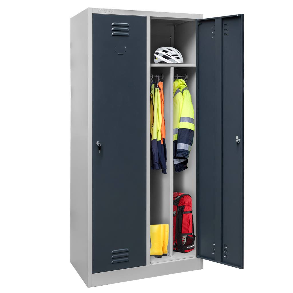 Mega-M S-80 Armadietto Spogliatoio 2 Ante Grigio Grafite Divisori
