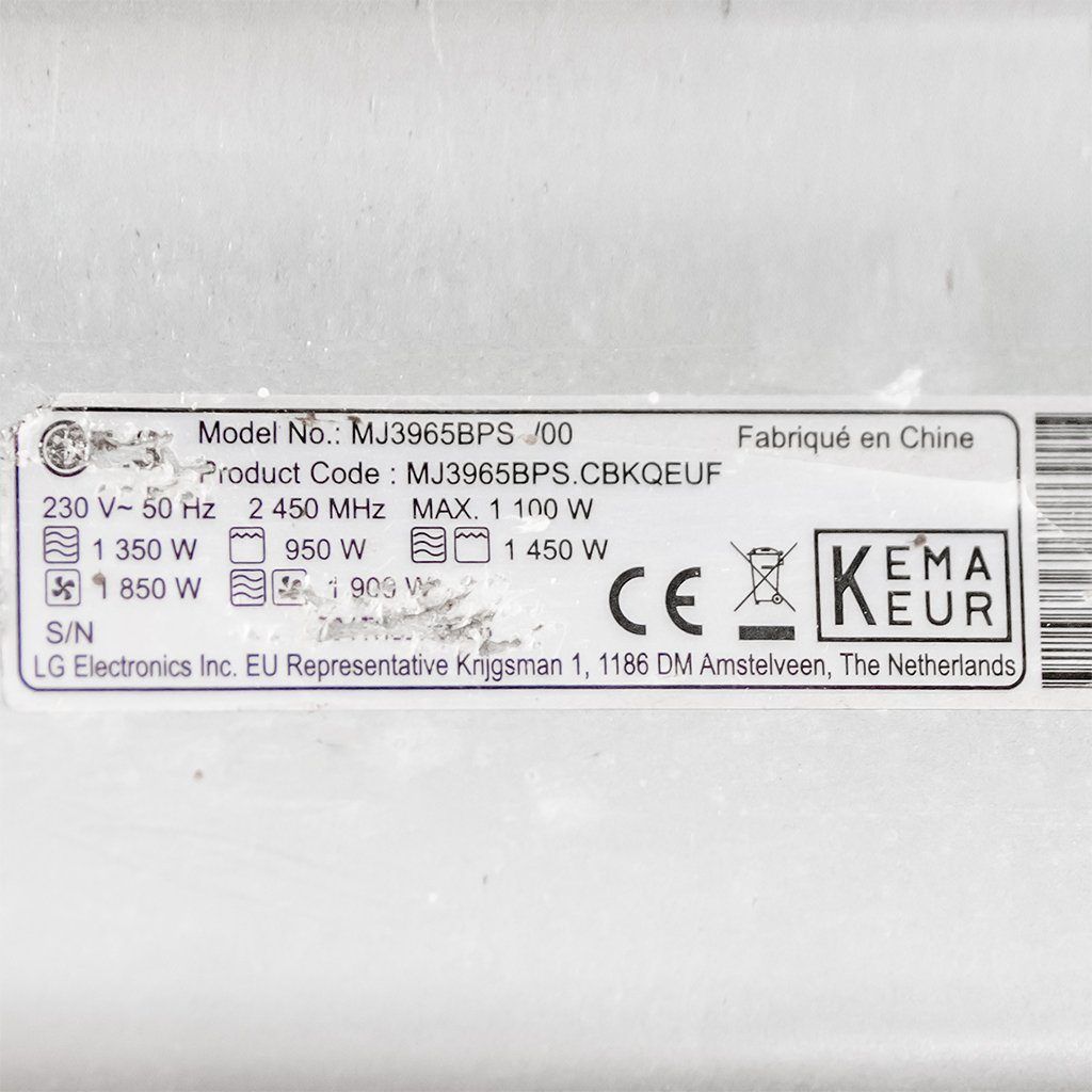 LG MJ3965 BPS Forno a Microonde Acciaio Inox con Grill