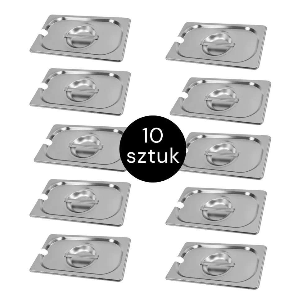 Mega-M GN 1/4 26,5x16,2 cm coperchio inox con foro set 10 pz