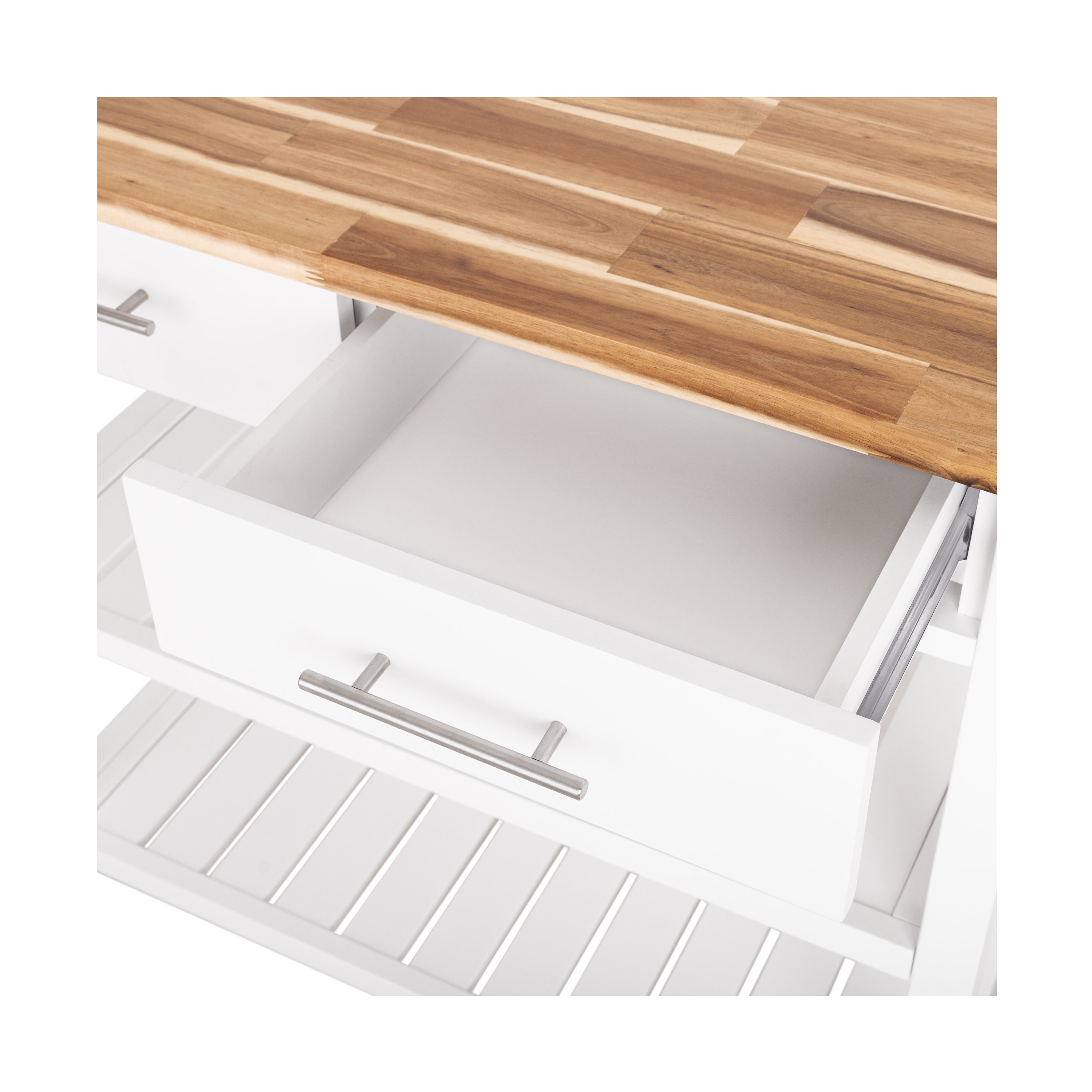 Seville Classics Carrello Cucina Acacia 2 Cassetti