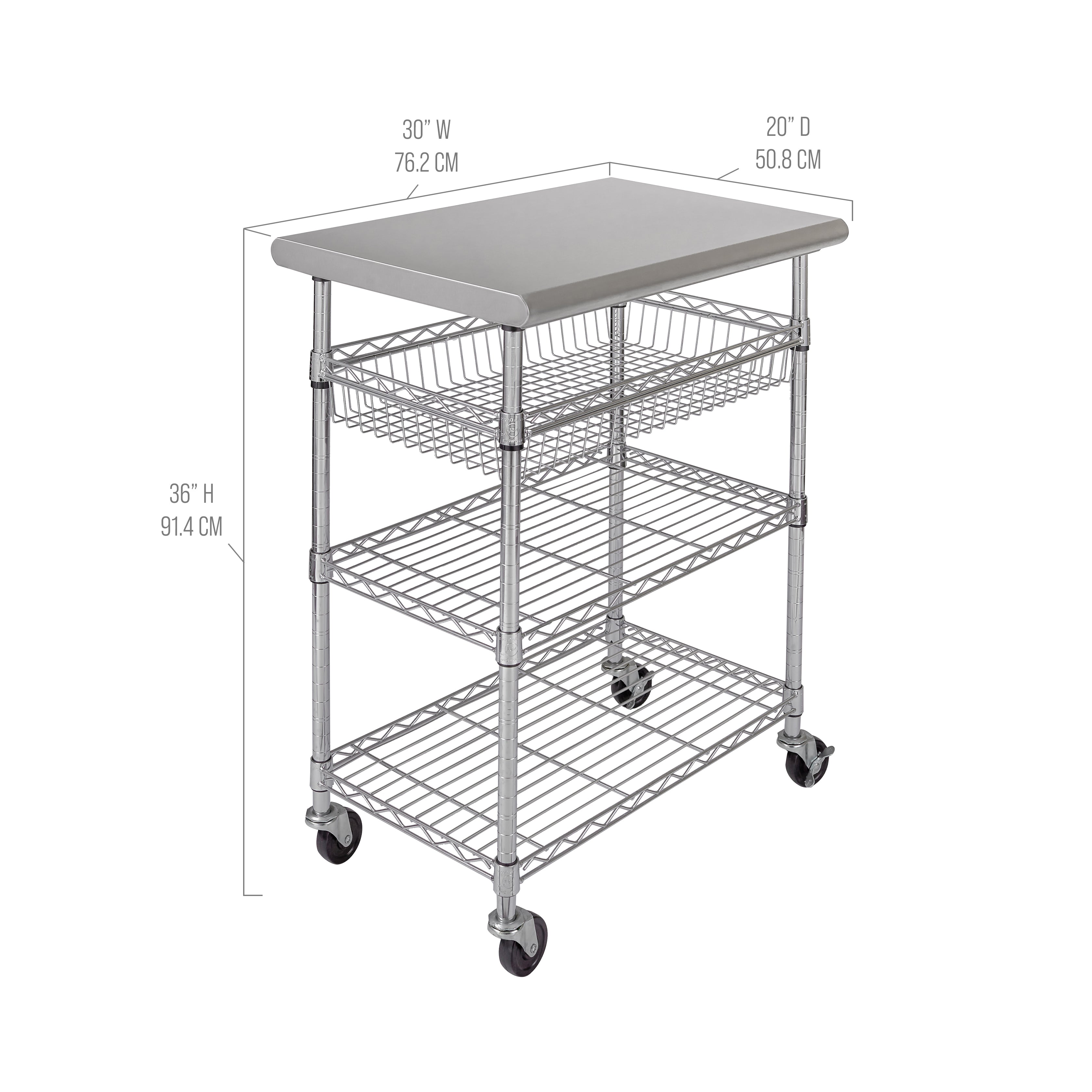Seville Classics Carrello Tavolo Lavoro Inox 76 cm NSF