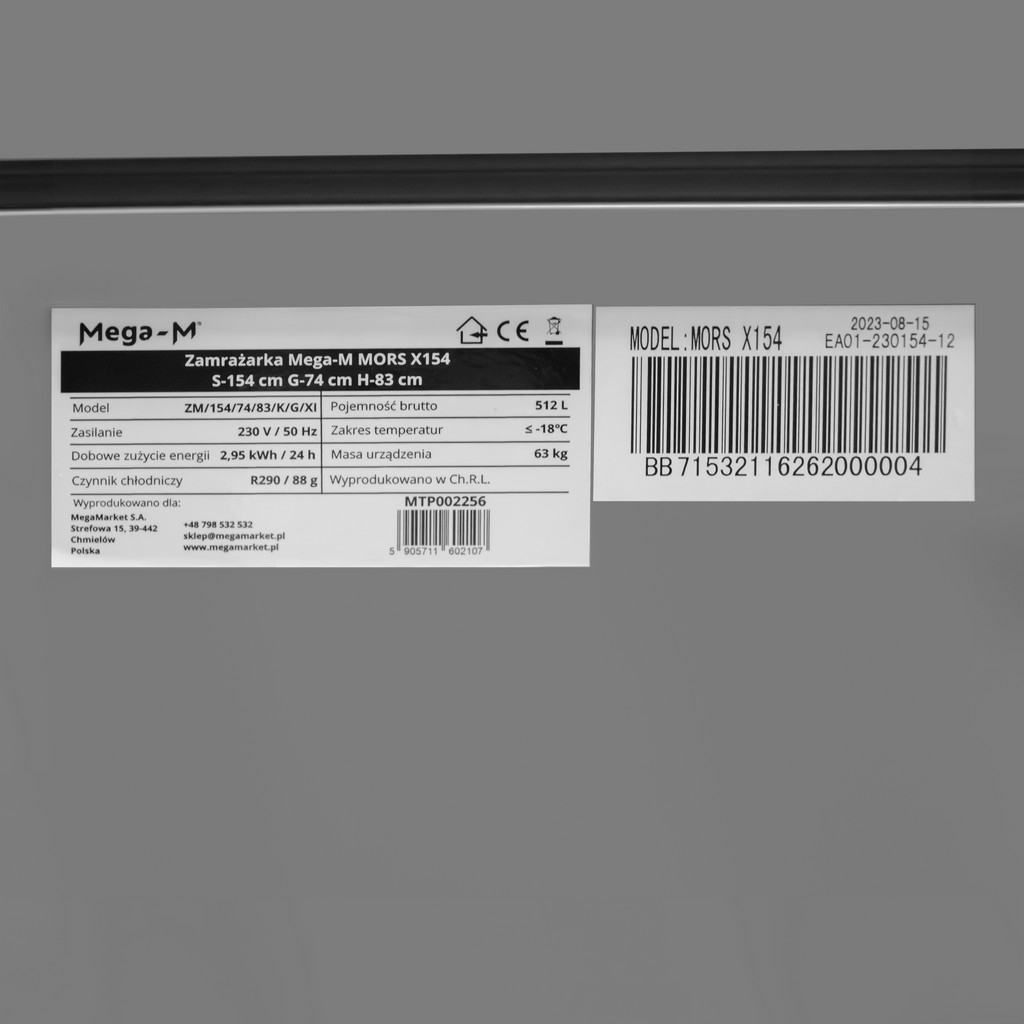 Mega-M Mors X154 congelatore a pozzetto 512L coperchio incernierato
