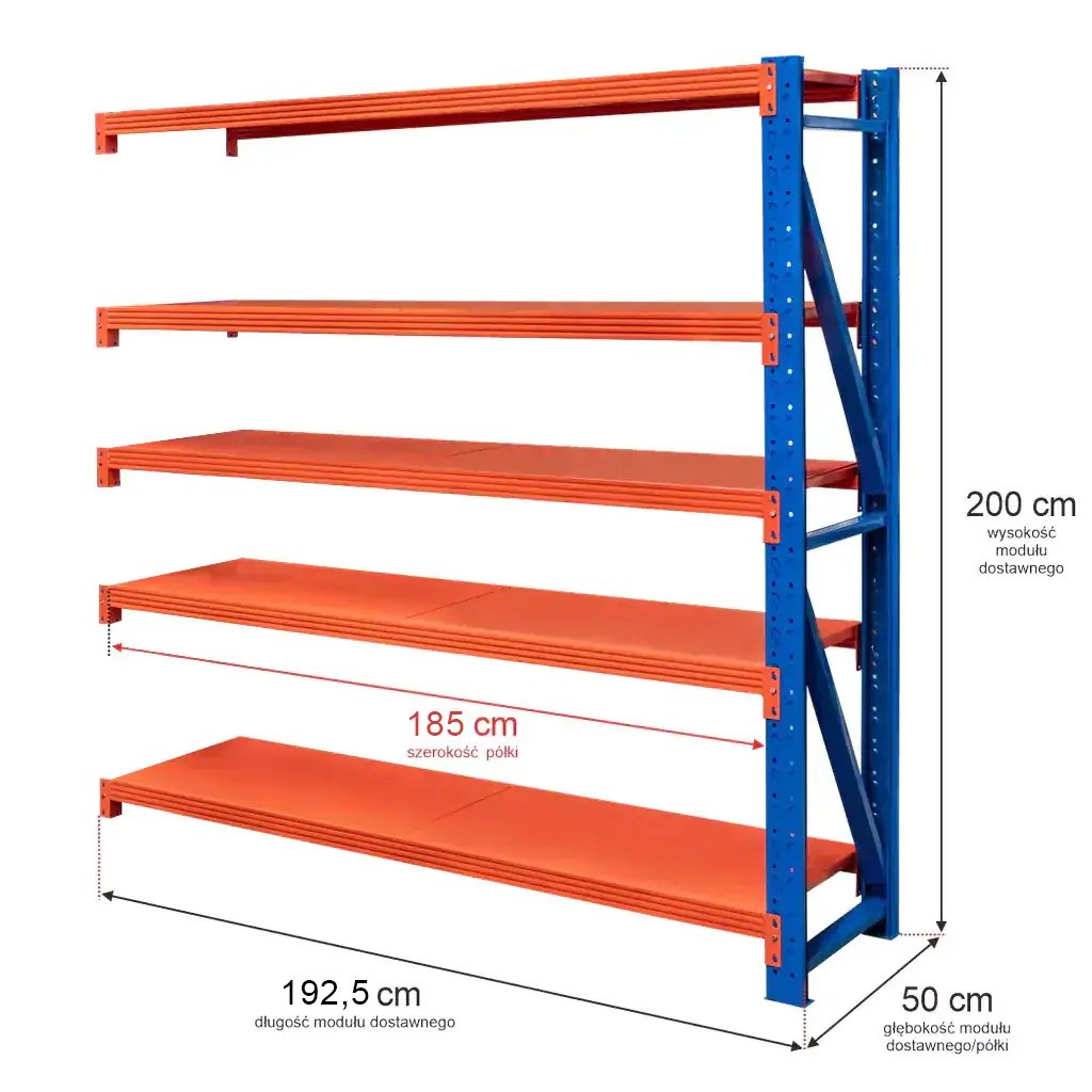 Mega-M Fortis Light 200x192,5x50 scaffale metallo 5 ripiani aggiuntivo