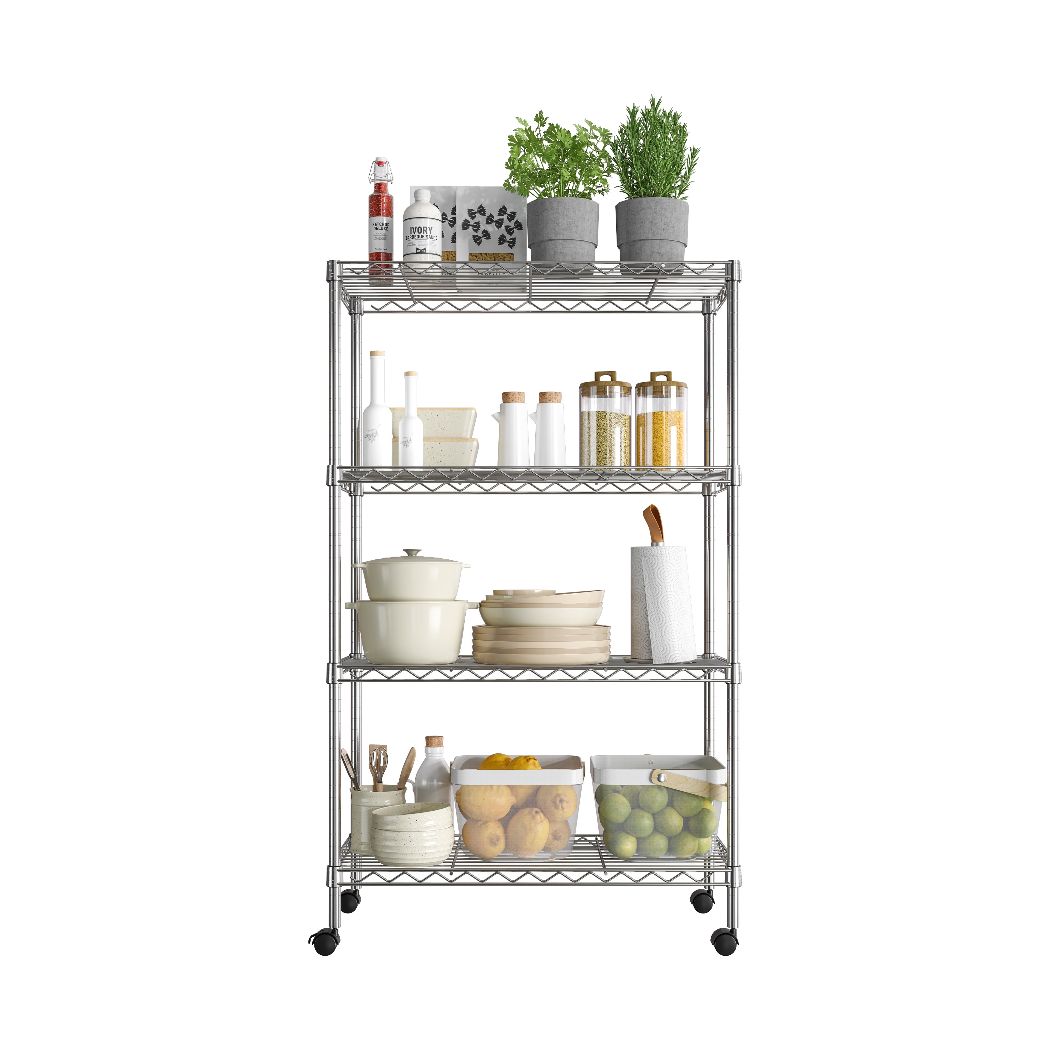 Seville Classics 14304 scaffale acciaio 4 ripiani 76x35 cm