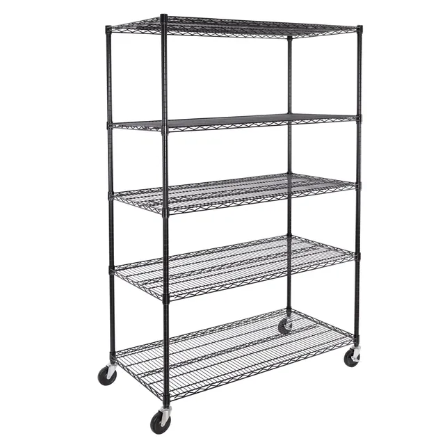 Seville Classics UltraDurable Scaffale 5 Ripiani Nero 122 cm