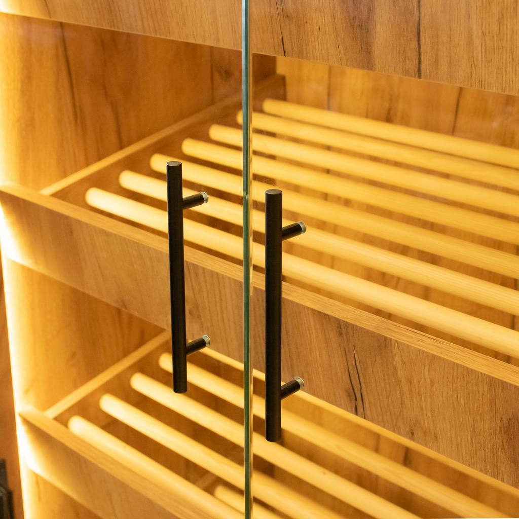 Mega-M 205x100x58 espositore pane vetro rovere kraft