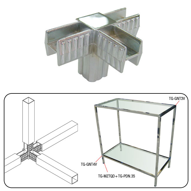 Agosistem Giunto in Zama per Tubi Quadri 20x20 mm