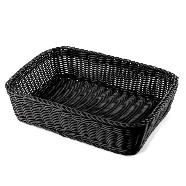 Cestino pane 30x40x10 cm nero effetto rattan plastica