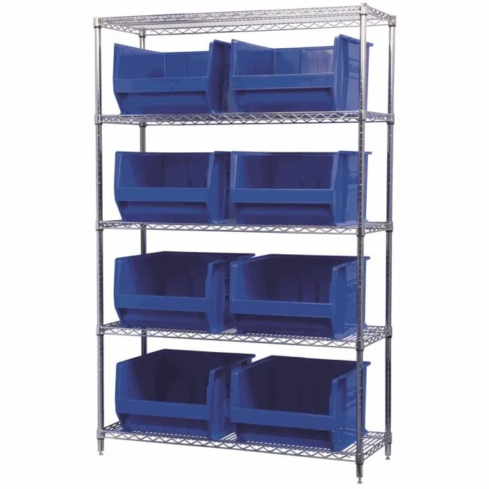 Akro-Mils AWS184830283 scaffale in filo 5 ripiani con 8 box