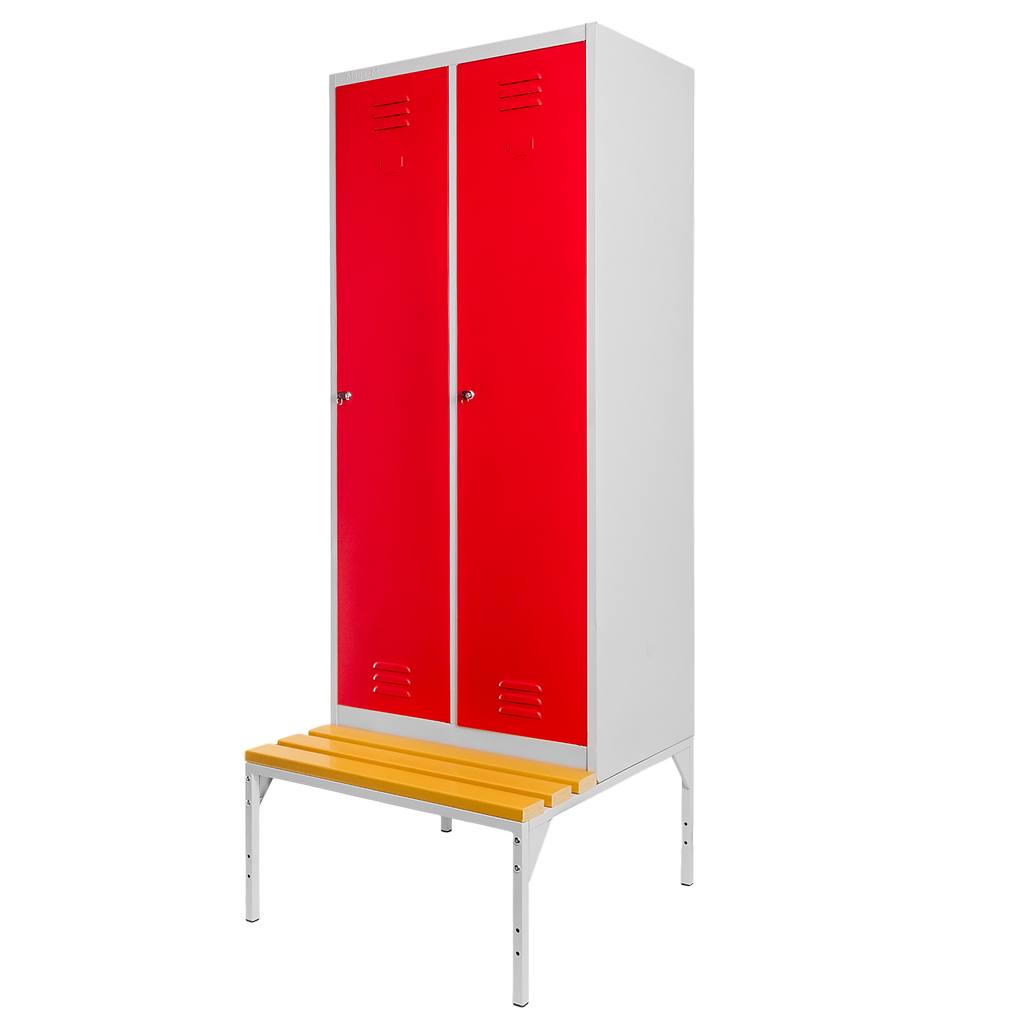 Mega-M S-80 armadietto spogliatoio 80 cm grigio rosso con panca