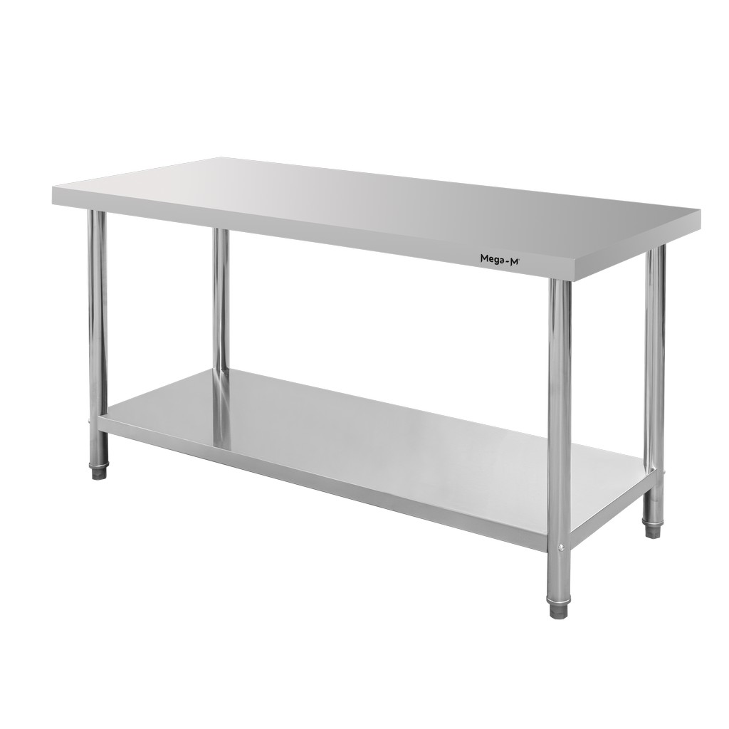 Mega-M Standard tavolo inox centrale 160x70x85 cm con ripiano