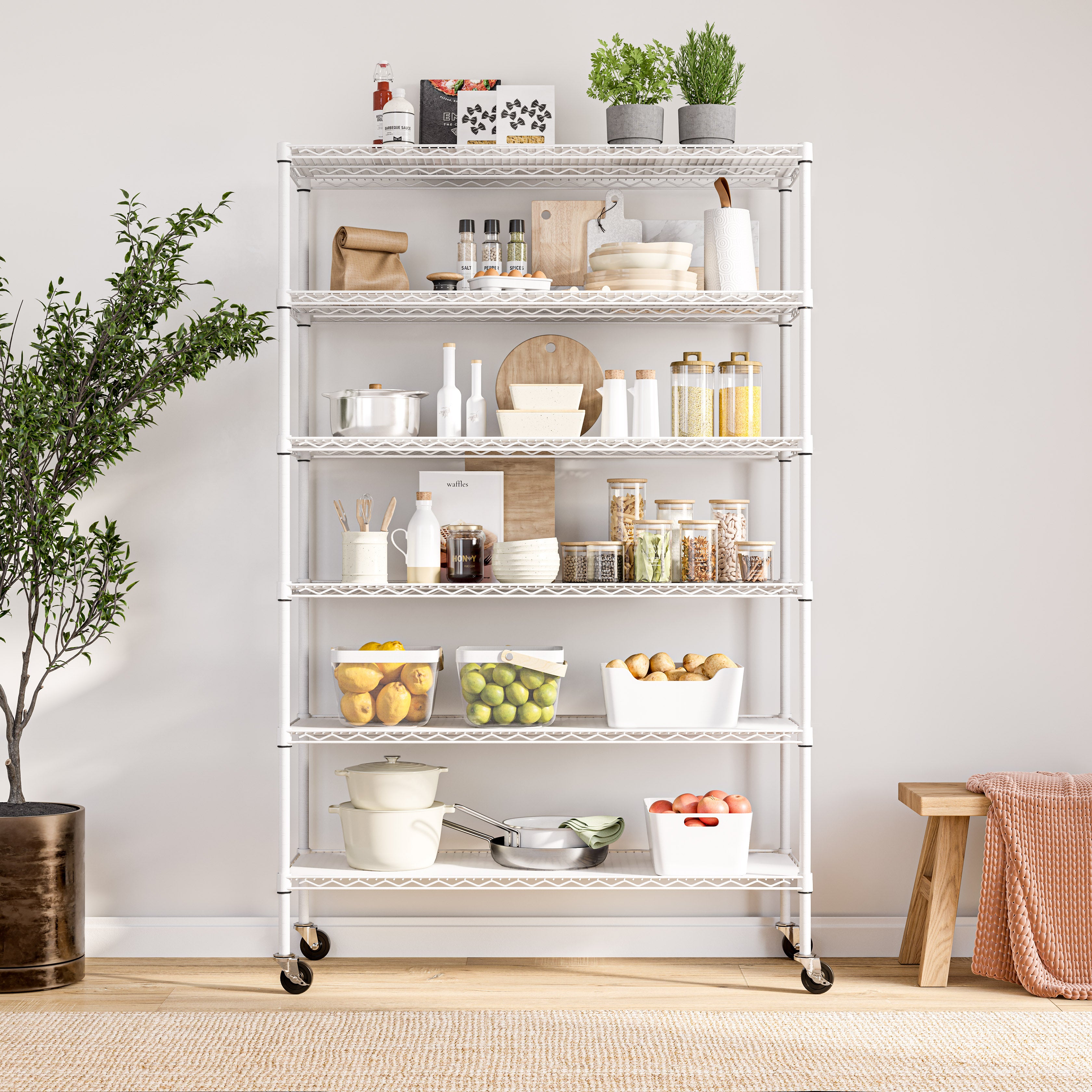 Seville Classics UltraDurable scaffale bianco 6 ripiani 122x46cm