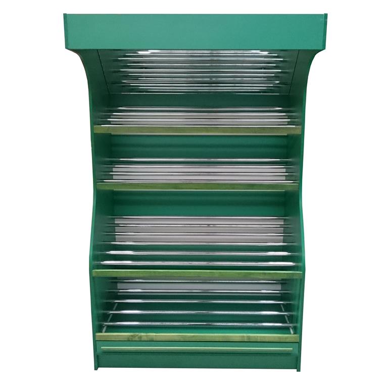 Espositore Ortofrutta 125x60x200 cm Verde con LED e Specchio