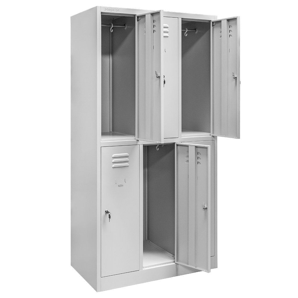 Mega-M Armadietto Spogliatoio Metallo 6 Ante 90x50x180 Grigio