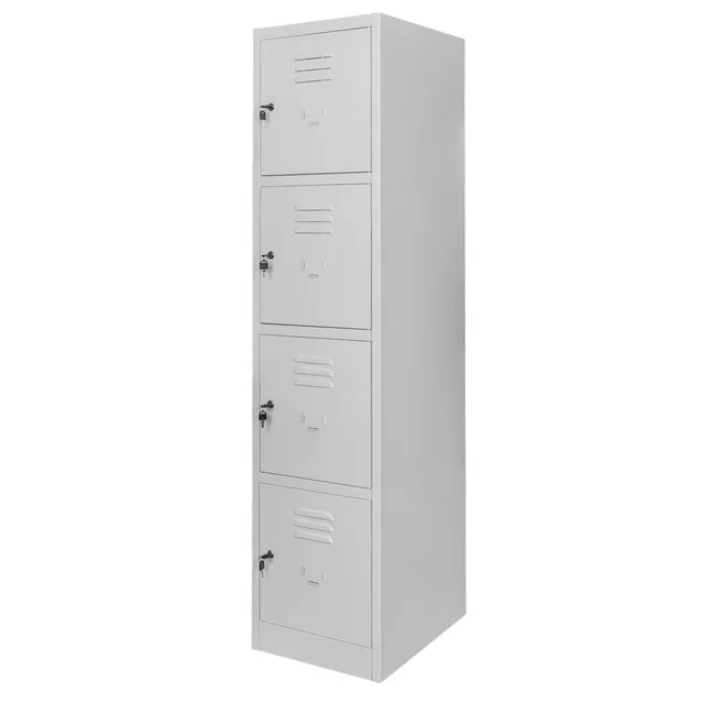 Mega-M armadietto spogliatoio 4 scomparti 40x50x180 cm grigio