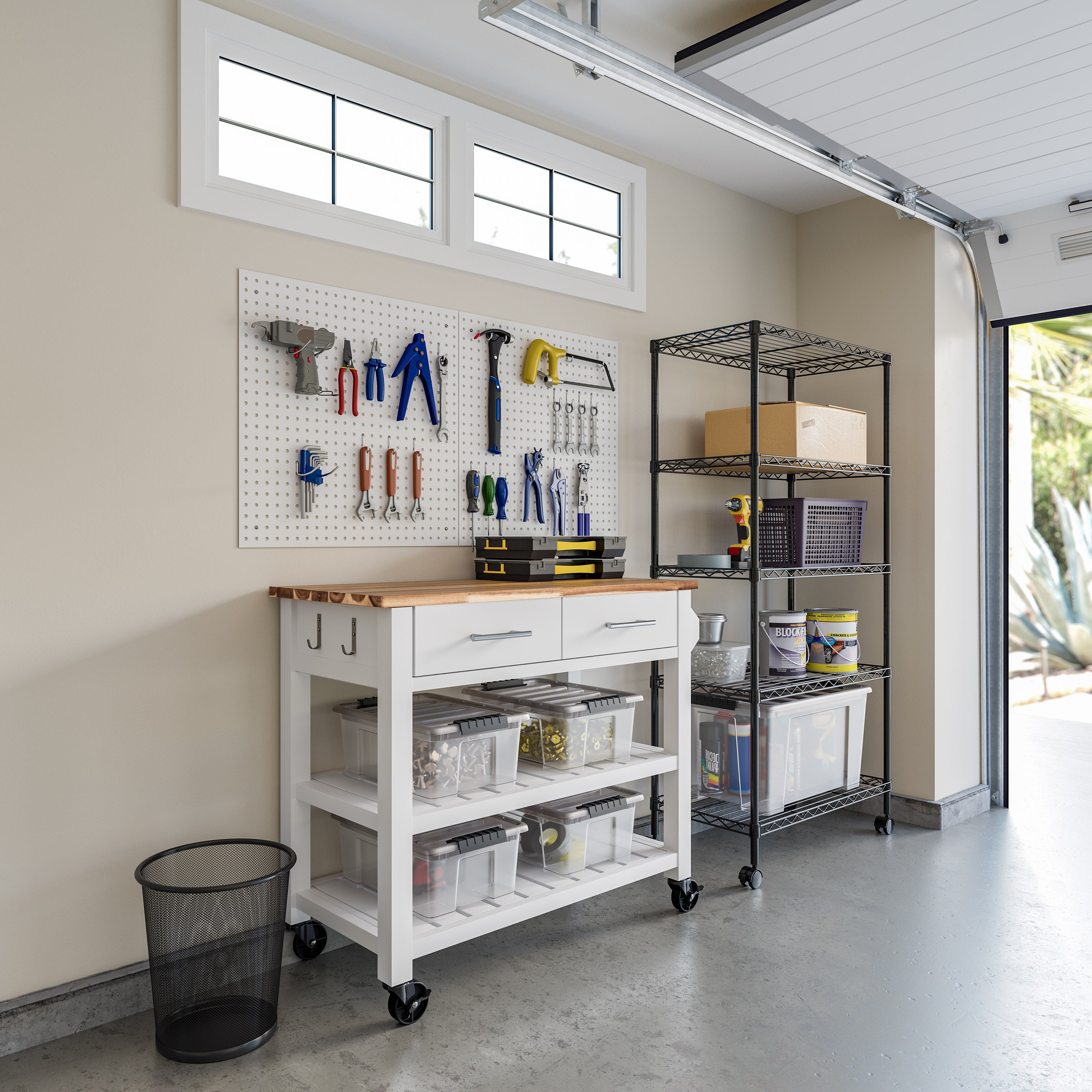 Seville Classics Carrello Cucina Acacia 2 Cassetti