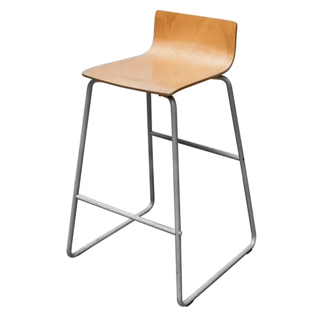 Sgabello bar compensato H 89 cm telaio metallo grigio
