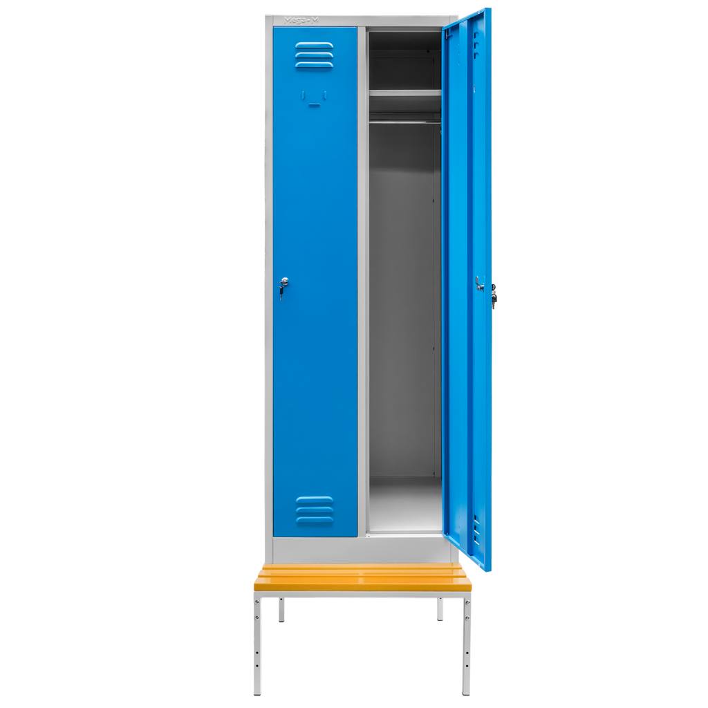 Mega-M S-60 armadietto spogliatoio 2 ante con panca grigio blu