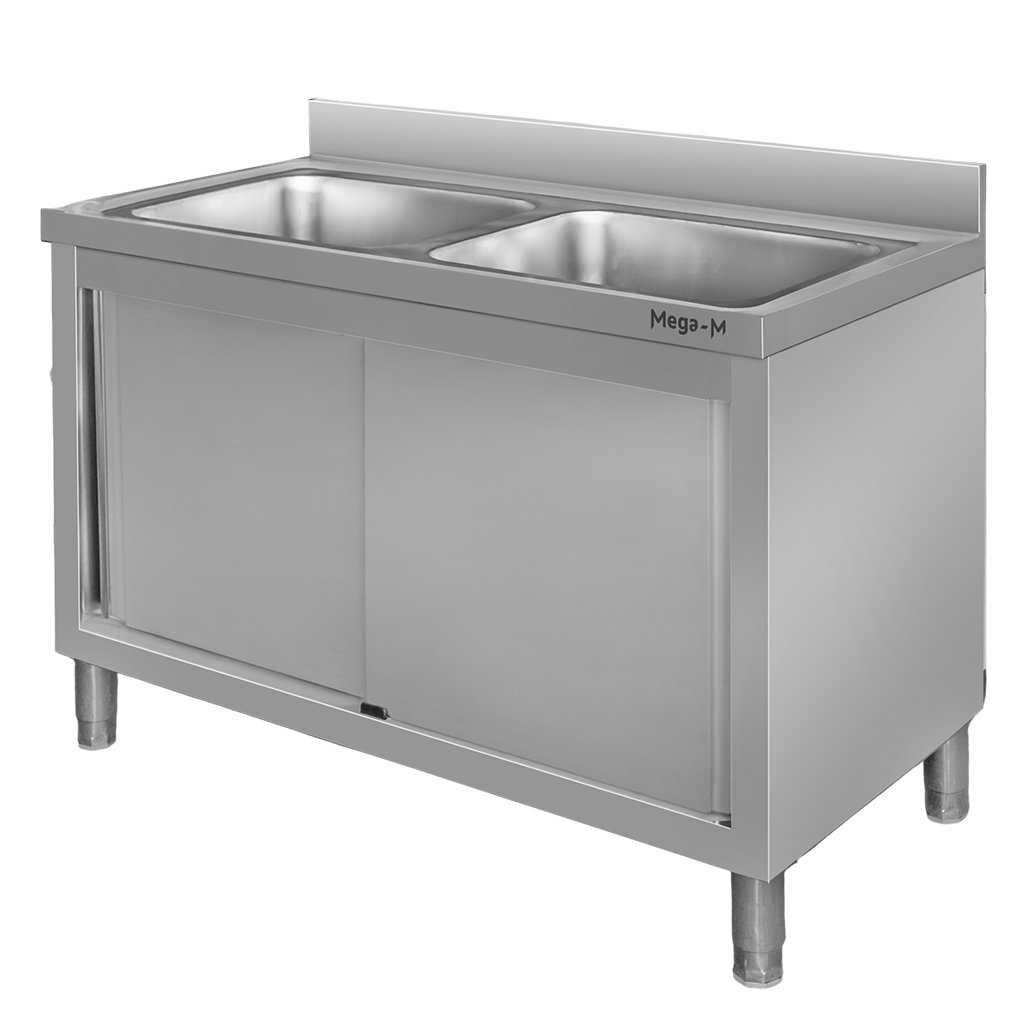Mega-M lavello doppia vasca con armadio 100x60 cm inox