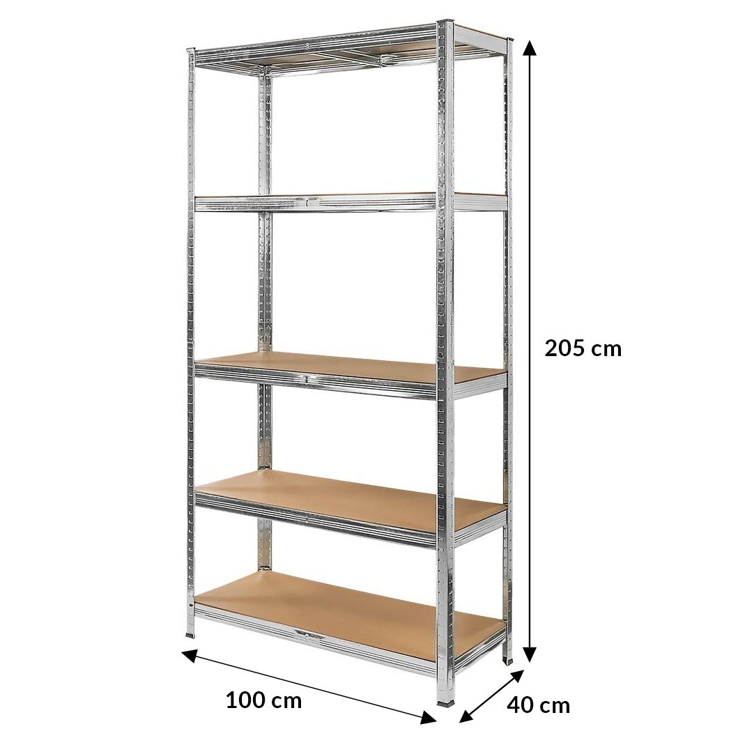 Mega-M Basic Scaffale Metallo 205x100x40 5 Ripiani 175 kg