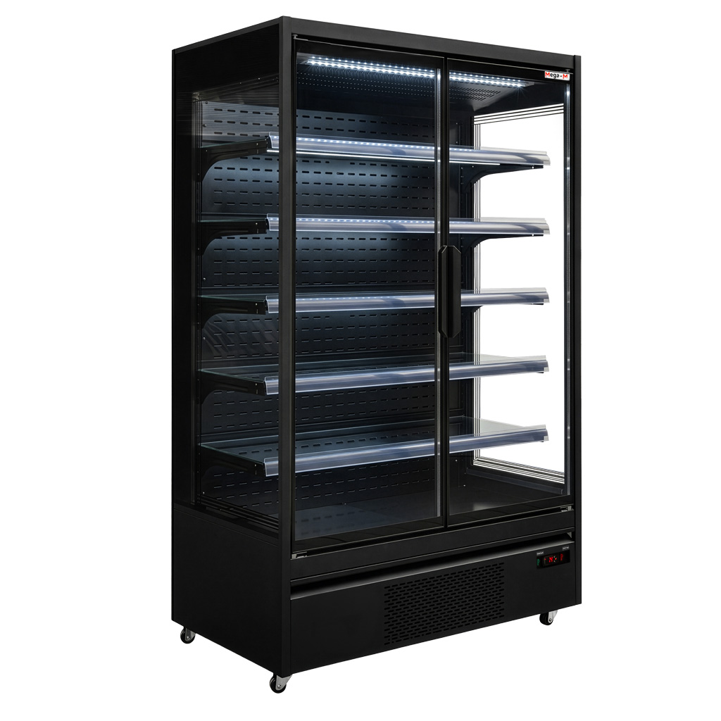 Mega-M Hugo Plus RU banco frigo nero 125 cm porte vetro