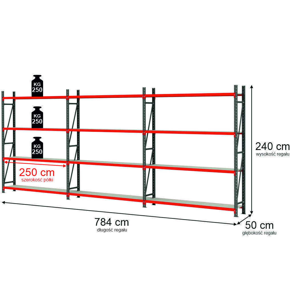 Mega-M Fortis scaffale magazzino 12 ripiani 784x240x50