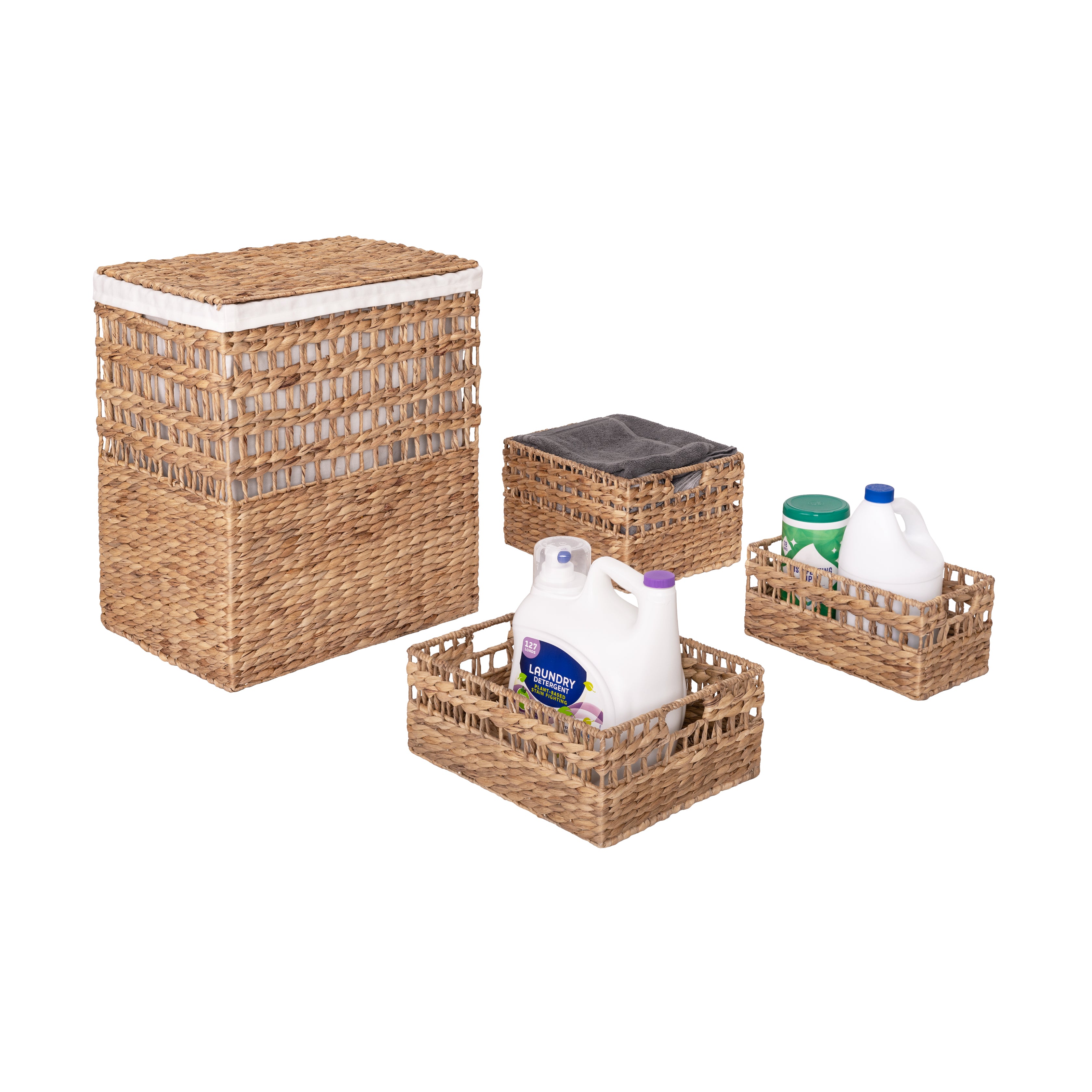 Seville Classics cesto portabiancheria giacinto set 4 pezzi naturale