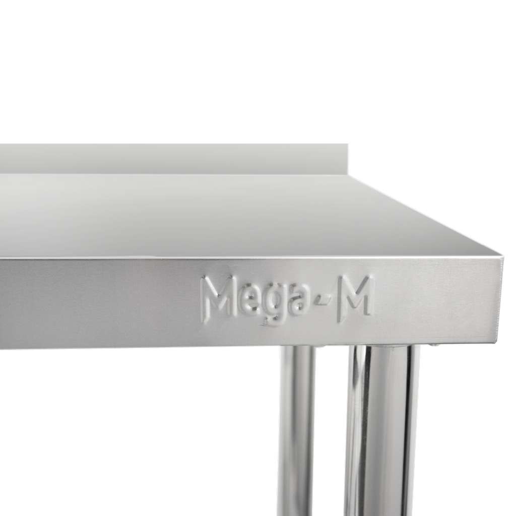 Mega-M X STANDARD tavolo inox a parete 160x60x85 cm con ripiano