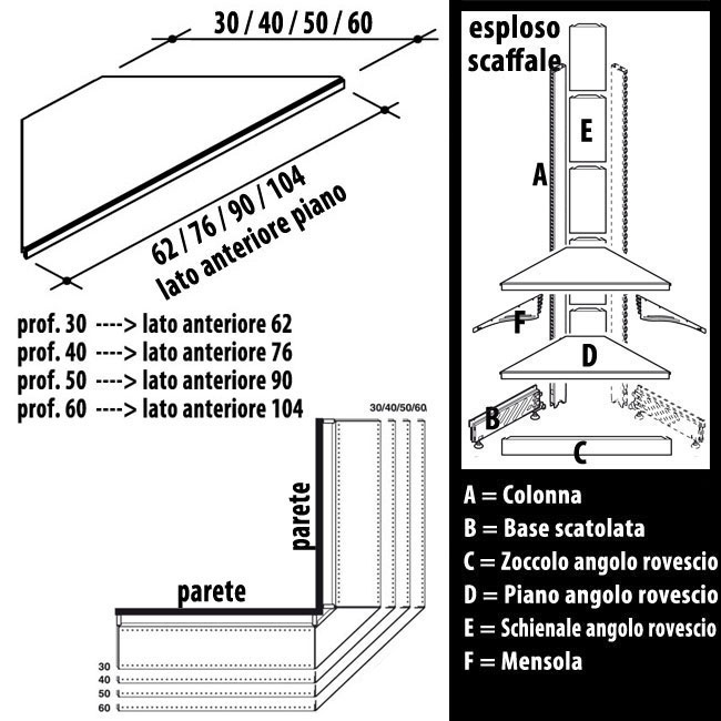 Agosistem Piano angolo rovescio ripiano scaffalatura supermarket