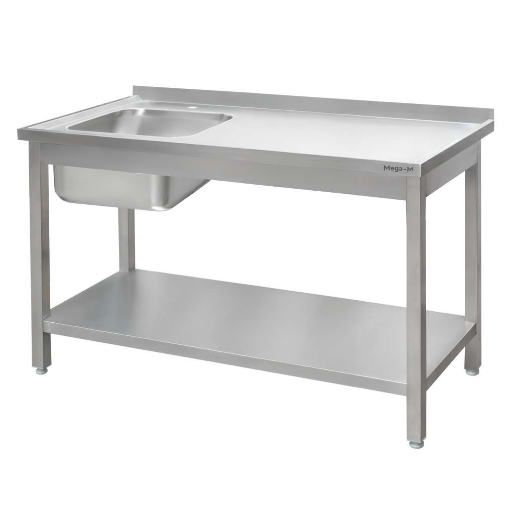 Mega-M 180x60x85 lavello inox vasca a sinistra con ripiano