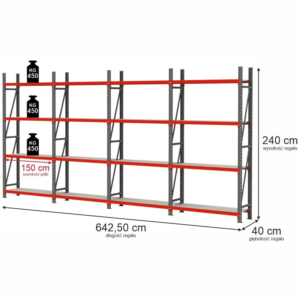 Mega-M Fortis H-240 scaffale magazzino 642,5x40 cm 16 ripiani