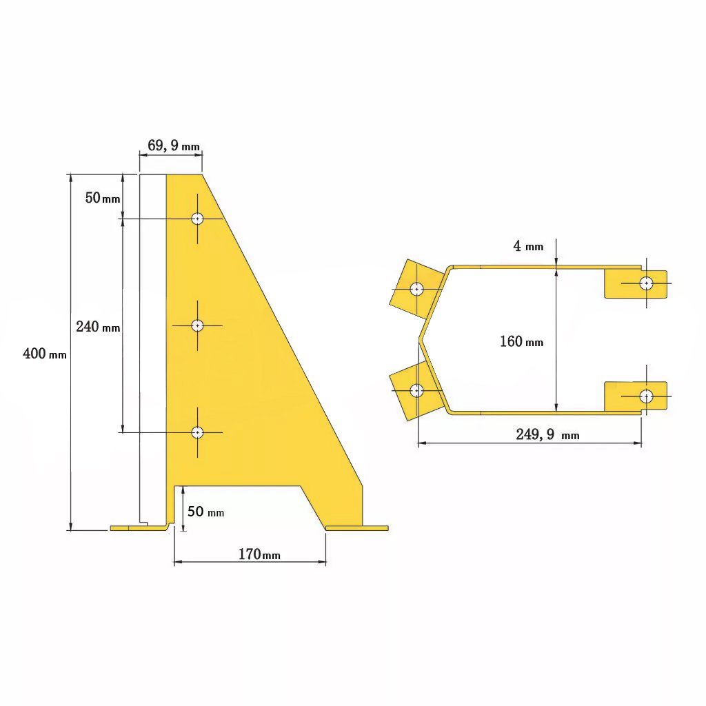 Mega-M paracolpi montante scaffale 40x17x30 cm giallo
