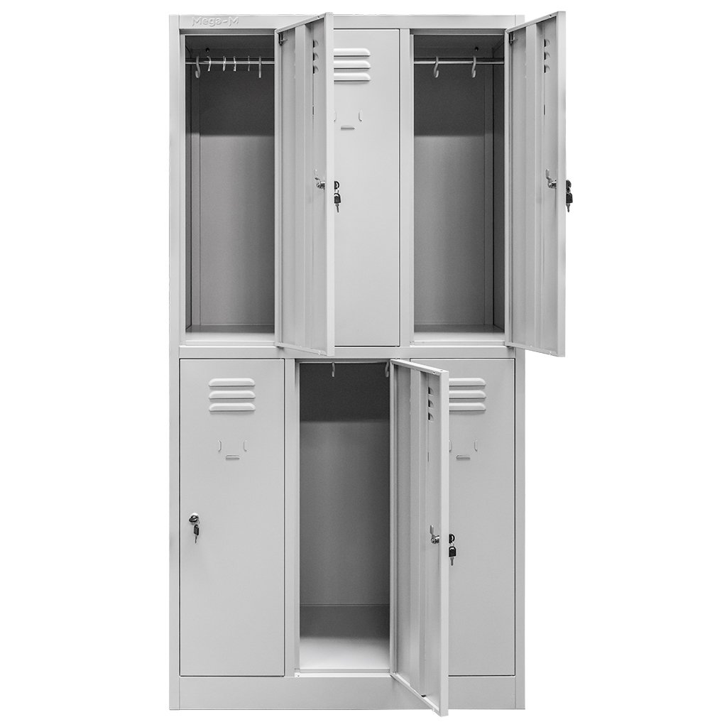 Mega-M Armadietto Spogliatoio Metallo 6 Ante 90x50x180 Grigio
