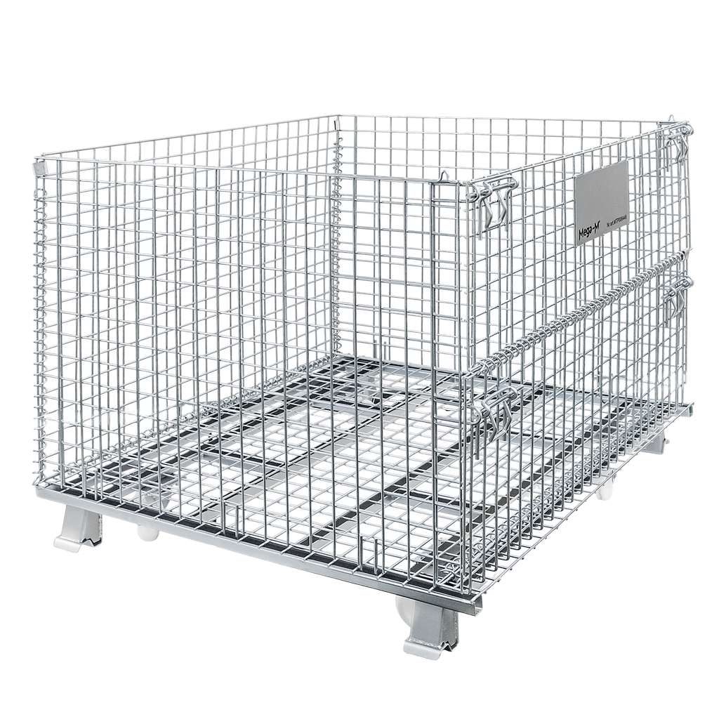 Mega-M Gitterbox Contenitore rete metallica 120x100x89 cm ruote 400 kg
