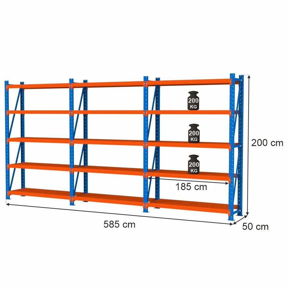 Mega-M Fortis Light scaffale magazzino 15 ripiani 200x585x50 cm
