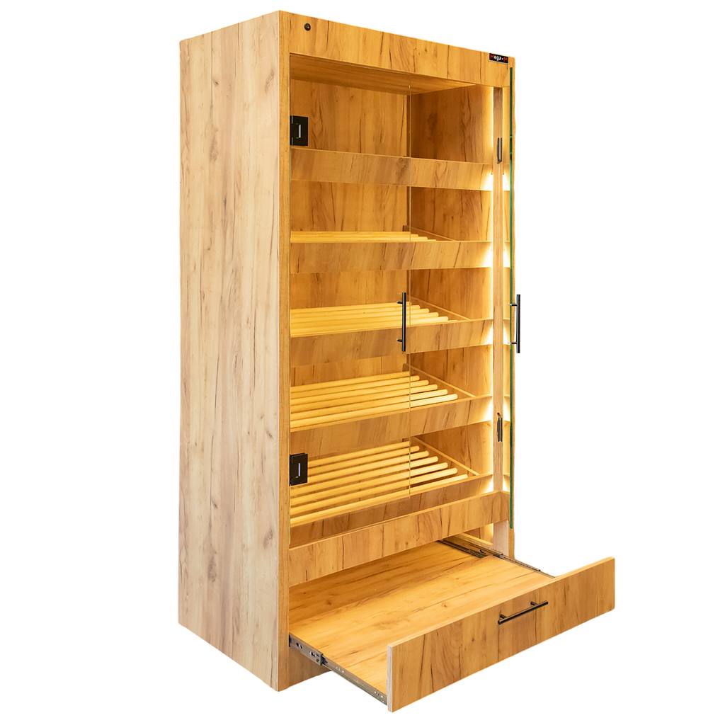 Mega-M 205x100x58 espositore pane vetro rovere kraft