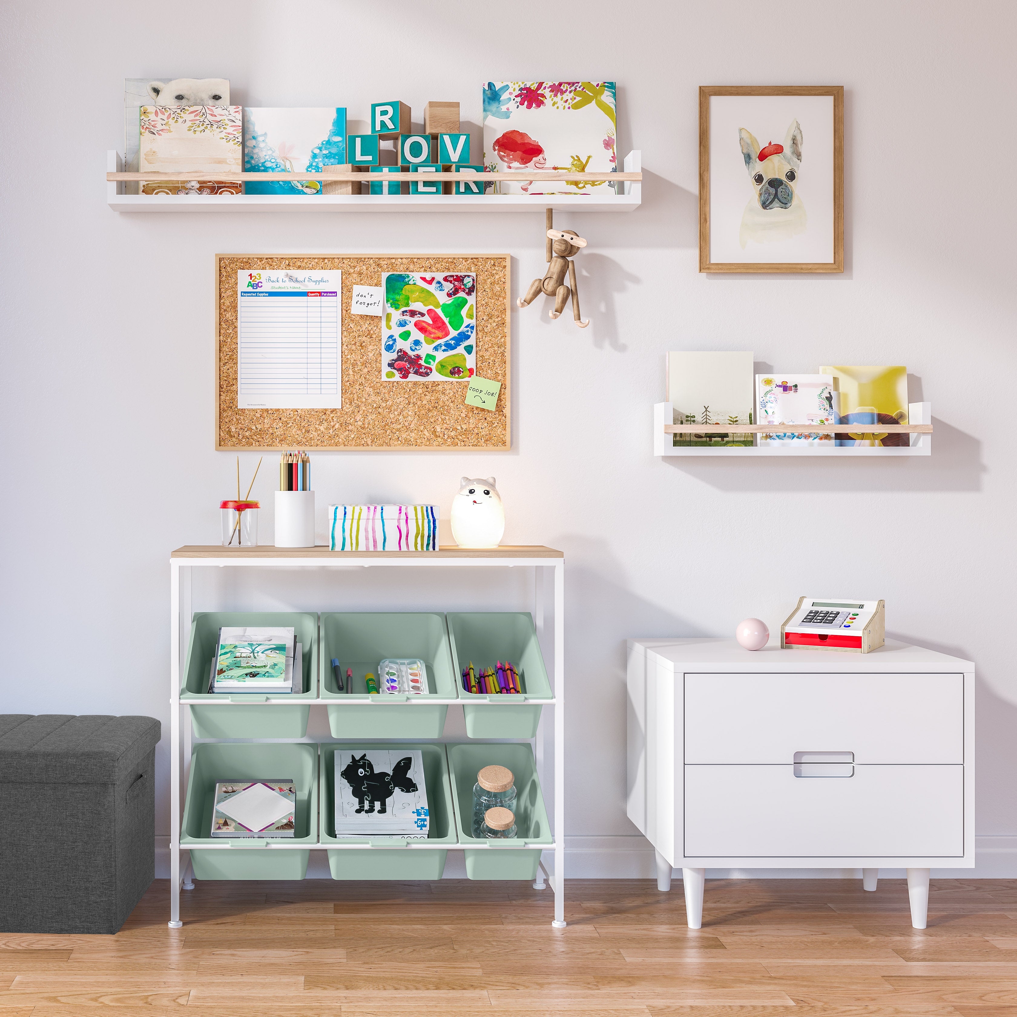 Seville Classics Organizer 6 Vaschette Carrello Bianco