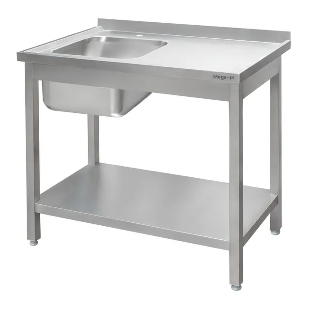 Mega-M 120x60x85 cm lavello inox vasca sinistra con ripiano