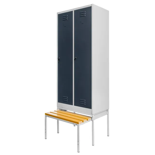 Mega-M S-80 armadio spogliatoio con panca 2 ante grigio