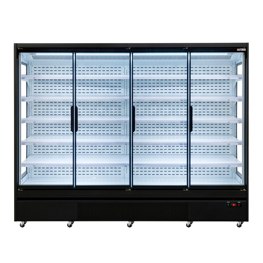 Mega-M Hugo Plus RU banco frigo verticale L 250 cm nero porte vetro