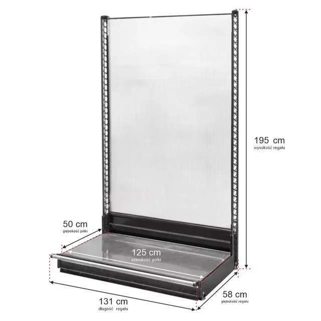 WANZL scaffale negozio a parete H 195 L 131 cm base policarbonato