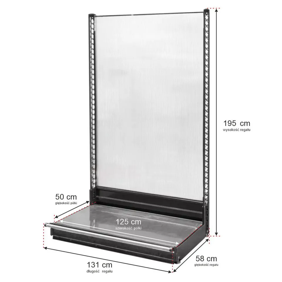 WANZL scaffale negozio a parete H 195 L 131 cm base policarbonato