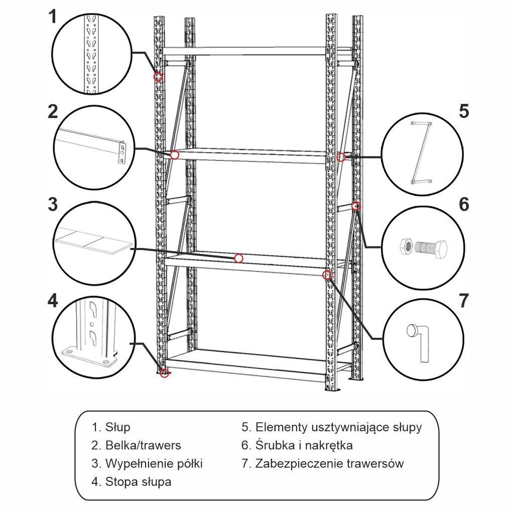 Mega-M Fortis scaffale metallo 4 ripiani H240 167x40 base